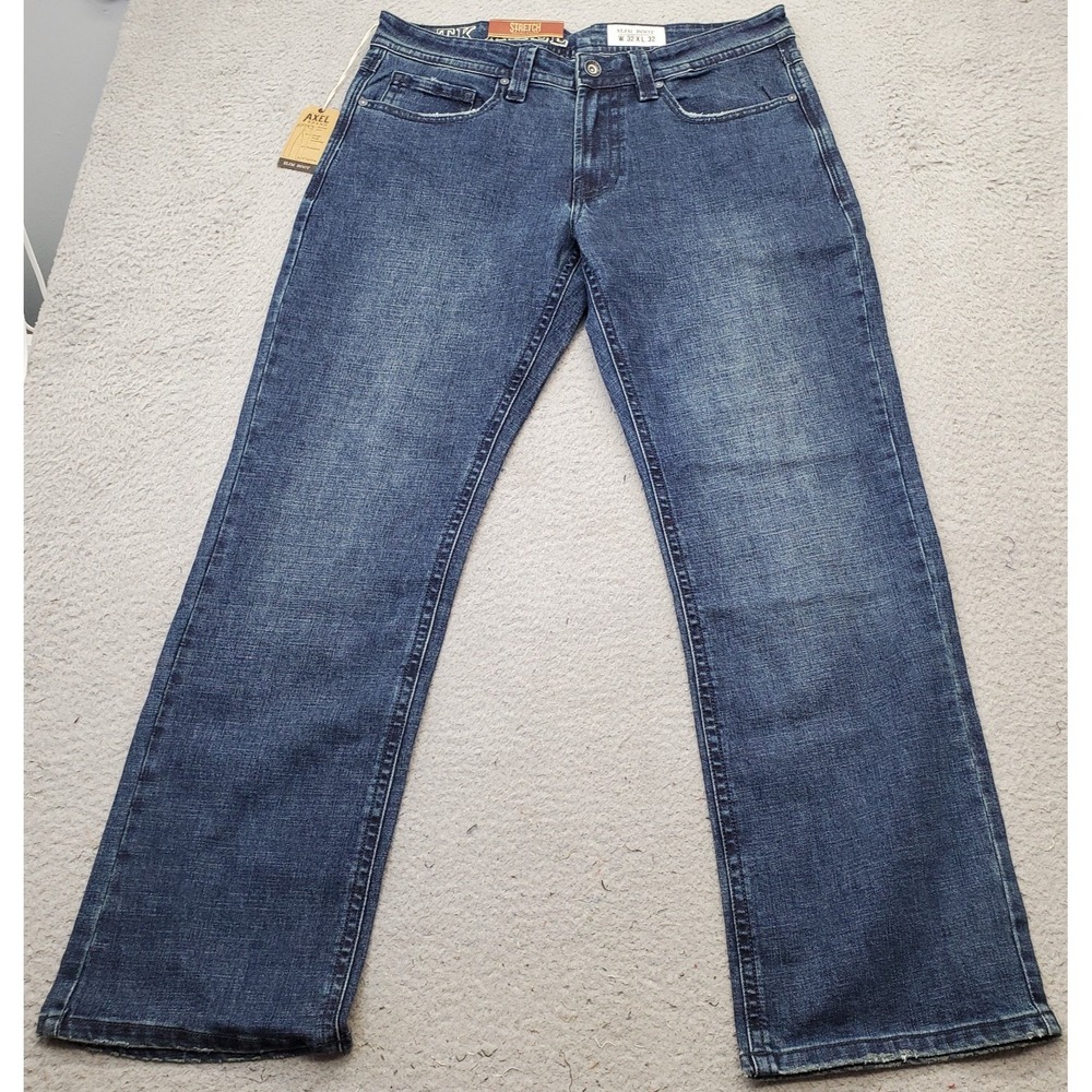 TK Axel Slim‎ Bootcut Jeans Mens 32x32 Blue Denim Stretch High Waisted Straight